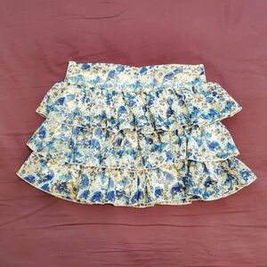 Y2K Floral Fairy Mini Skirt - Blue and Cream